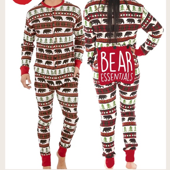Lazy One Other - Lazy One Bear Essentials Adult Onesie Flapjack Pajamas Large